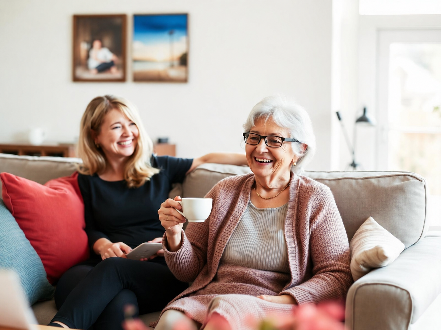 Seniors enjoying time with a companion